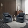 Set of 2 Eulalia 28.74 Wooden Upholstery Wide Genuine Leather Swivel Chair with Swivel Metal Base and Squared Arms| ART OF LIVING DESIGNS - 2 of 4