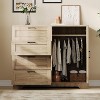 Acekool 2-Door Wardrobe Dresser – Closet Armoire with 4 Drawers & Hanging Rod - 3 of 4
