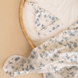 Organic Swaddle Blanket & Hat Set - Coastal - 1 of 4