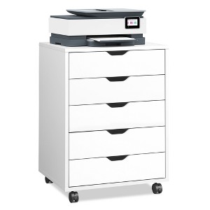 GALAXHERO 5-Drawer Chest, Wood Storage File Cabinet for Home Office or Study, Mobile Design with Wheels - 1 of 4