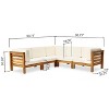 GDFStudio Cascada Outdoor Modular Acacia Wood 5 Seater Sectional Sofa Set - 3 of 4