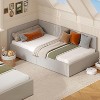 Twin Daybed with Bed Rails, Velvet Upholstered Corner Bed Frame, Modern Kids Bed with Guardrail for Living Room, Bedroom - 2 of 4