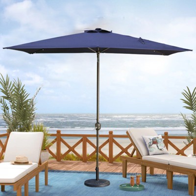 TiramisuBest 7.5ft×7.5ft Aluminum Pole Outdoor Patio Market Table Umbrella with Crank & Push Button Tilt - Black