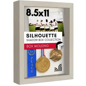 Americanflat 8.5x11 Shadow Box Frame in Light Wood with Soft Linen Back - Composite Wood with Polished Glass for Wall and Tabletop - 1 of 4