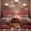 Twin Bed Frame with Under-Bed Drawer, Upholstered Platform Bed with Wave Headboard for Kids/Girls - 4 of 4