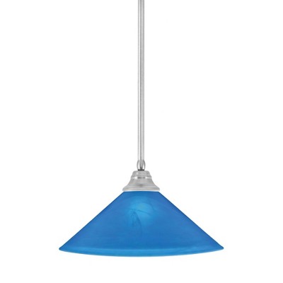 Toltec Lighting Any 1 - Light Pendant in  Brushed Nickel with 16" Blue Italian Shade