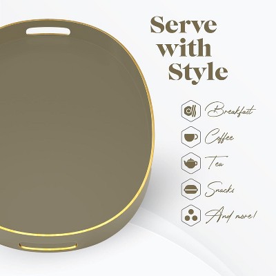 Olive Oval Tray with Gold Trimming and Handles