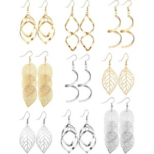 9 Pairs Boho Tassel Earrings Set | Golden & Silver Fringe Dangles for Women - 1 of 4