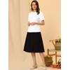 INSPIRE CHIC Women's Floral Jacquard Puff Short Sleeve Peter Pan Collar Blouse - 4 of 4