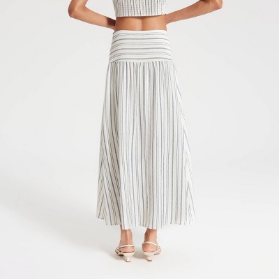 Women’s Pleated Curved Yoke Maxi A-Line Skirt – A New Day