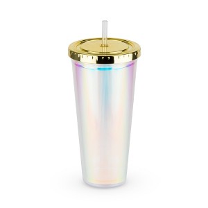 Blush Iridescent Cute Drink Tumbler | Reusable, Leak-proof, Travel