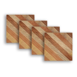 Dainty Home Wood With Stripe Designed 4" Square Coaster Set Of 4 - 1 of 3