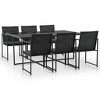 vidaXL 7-Piece Outdoor Dining Set - Patio Furniture with Cushions, Poly Rattan, Black, with Powder-Coated Steel Frame, Table and 6 Chairs. - 2 of 4
