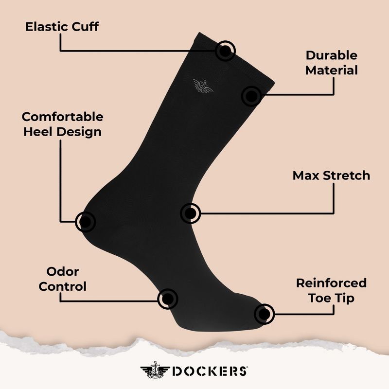 Dockers Men's Socks & Hosiery - 3-Pack Flat Knit Athletic and Crew Socks for Men, 5 of 8