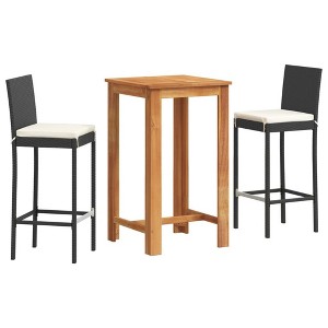vidaXL Patio Bar Set Outdoor Garden Furniture Solid Wood Acacia and Poly Rattan - Black 2 Piece - 1 of 4