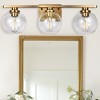DORESshop Elegant 25 in. 3-Light Gold Bathroom Vanity Light, Modern Farmhouse Wall Sconce with Open Globe Glass Shades - 2 of 4