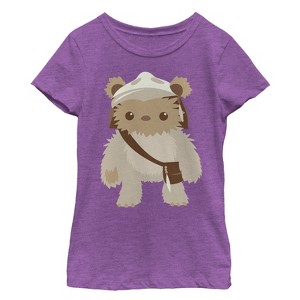 Girl's Star Wars Cute Cartoon Ewok T-Shirt - 1 of 3