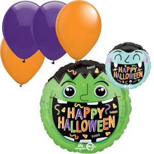 LoonBalloon Standard Halloween Manor Monster Foil Balloon with 4 Latex Balloons – Spooky Party Decoration Set - 1 of 4