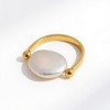Anna-Kaci Women's Gold Tone Adjustable Ring with Round Irregular Pearl Center and Polished Bead Accents - Gold - 2 of 4