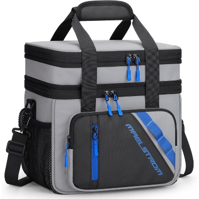 20L Insulated Lunch Bag for Men Women, Expandable Double Deck Leakproof Cooler Bag with 6 Pockets, Reusable Lunch Tote Bag for Work, Picnic, School