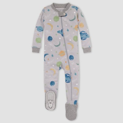 Burt S Bees Baby Baby Boys Space Snug Fit Footed Pajama Heather Gray 6 9m Target