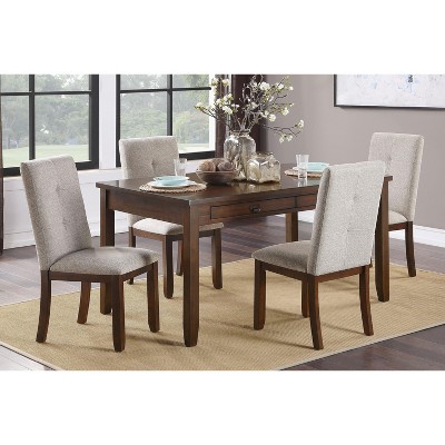 NicBex 55.5" Dining Table Set for 4 Brown Finish Rectangular Wooden Dining Table with 4 Chairs for Kitchen