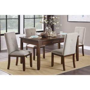NicBex 55.5" Dining Table Set for 4 Brown Finish Rectangular Wooden Dining Table with 4 Chairs for Kitchen - 1 of 4