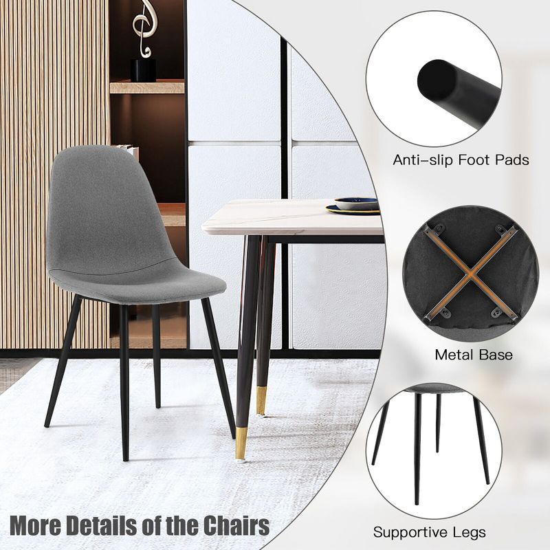 Tangkula Dining Chairs Set of 4 Upholstered Fabric Chairs W/Metal Legs for Living Room, 5 of 10