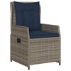 vidaXL Reclining Patio Chairs 2 Pcs Set - Outdoor Rattan Recliner Armchair in Gray with Navy Cushions - 4 of 4
