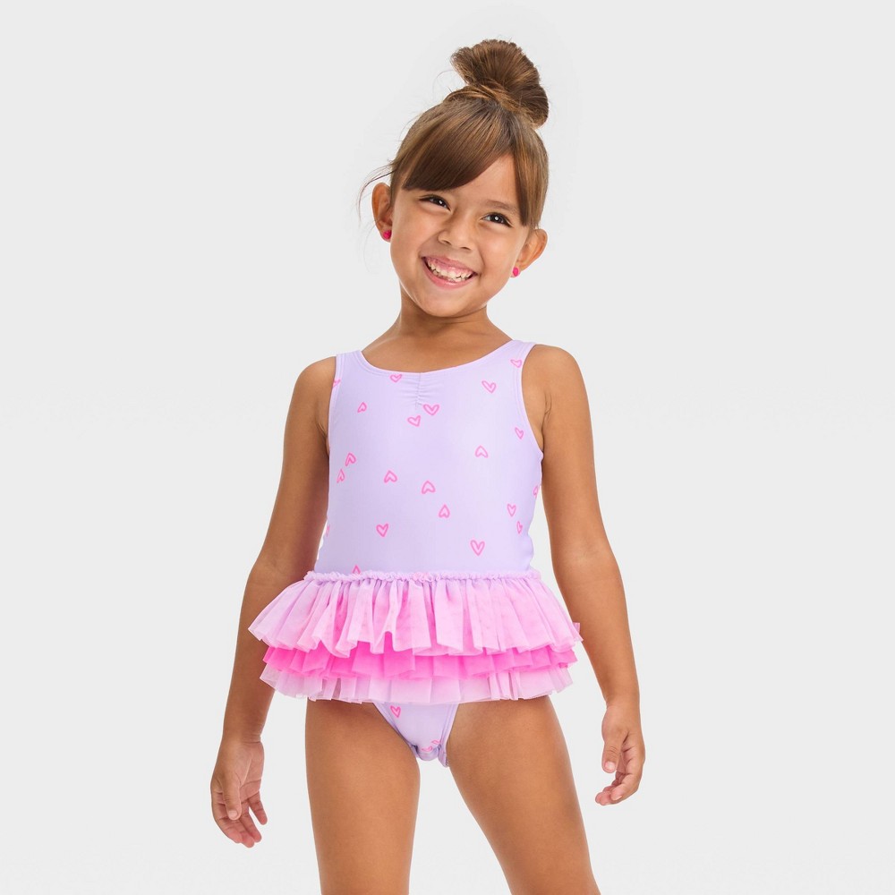 Photos - Swimwear Toddler Girls' Tutu One Piece Swimsuit - Cat & Jack™ Lavender 3T: Pink Met