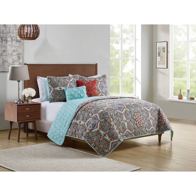 Yara Multicolor Twin Microfiber Reversible Quilt Set