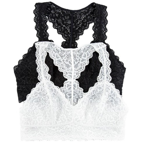 Jezebel By Felina Women's Lace Bralette 2 Pack (black White, Small) : Target