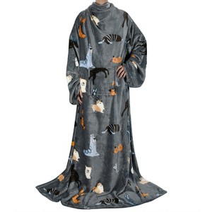 Catalonia Women Men Funny Printed Wearable Blanket Long Robe, Soft Fleece Mink Micro Plush Wrap Snuggie Blanket for Adult, Cozy Gift for Woman Man - 1 of 4