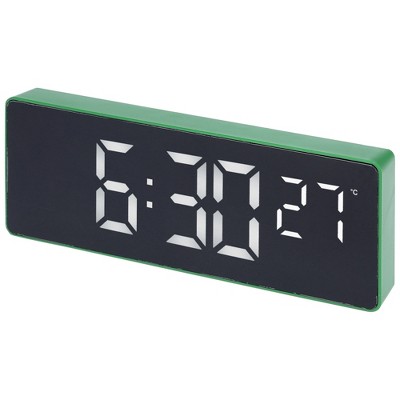 Unique Bargains Digital Corded Electric Temperature Dimmable Snooze Alarm Clock 6.3 x 2.2 x 1 inch