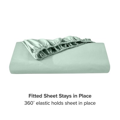Willow Green Organic Cotton Percale Twin XL Fitted Sheet Set