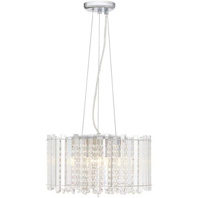 Modern Chrome and Crystal 19" LED Pendant Drum Light