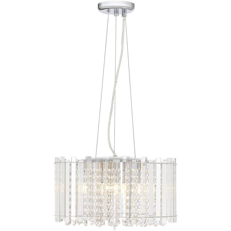 Possini Euro Design Mirabell Chrome Drum Pendant Chandelier 16" Wide Modern LED Clear Glass Crystal Prism 5-Light Fixture for Dining Room Kitchen Home, 6 of 9