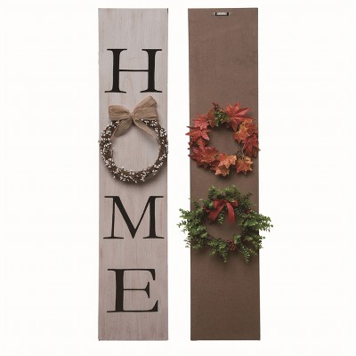 Transpac Wood Multicolor Christmas Interchangeable Wreath Sign Set of 4