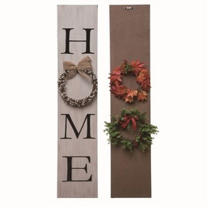 Transpac Wood Multicolor Christmas Interchangeable Wreath Sign Set of 4 - 1 of 2