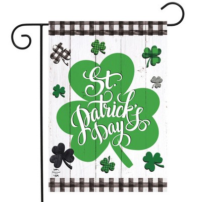 Checkered St. Patrick's Day Green Shamrocks Polyester Garden Flag