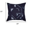 20" Blue Geometric Cotton Blend Throw Pillow With Embroidery - 3 of 4