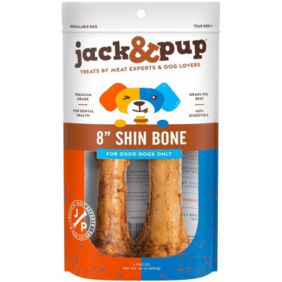 Jack & Pup Beef 8 inch Shin Bone Dog Treats - 2pk/24oz