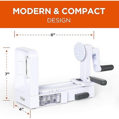 White Manual Vegetable Spiralizer with Stainless Steel Blades