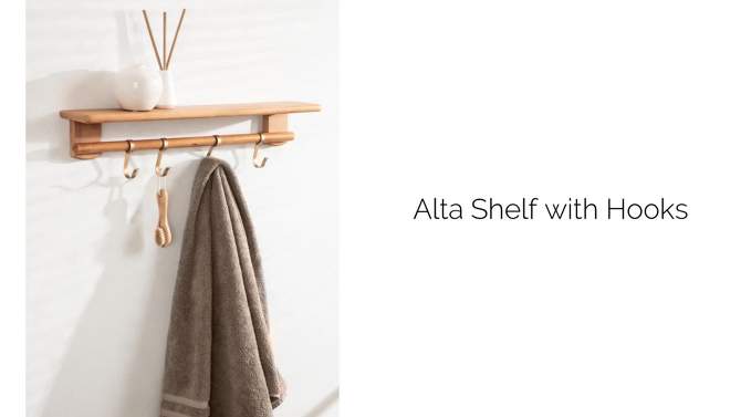27&#34; x 7&#34; Alta Decorative Wall Shelf with Hooks Natural - Kate &#38; Laurel All Things Decor, 2 of 10, play video