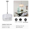 PAKOKULA Modern 6-Light Silver Drum Glam Chandelier with Geometric Clear Crystals and White Fabric Shade for Dining Room - 4 of 4