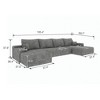 Cloud Sofa with 1 Ottoman,Modern Upholstered Couches, Comfort U Shaped Sofa for Living Room,Deep Seat Corner Couch Grey - 3 of 3