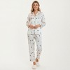 Anna-Kaci Lounge Women's 2-Piece Set Satin Heart Print Pajama Top with Contrast Piping Matched with Relaxed Straight-Leg Pants - 3 of 4