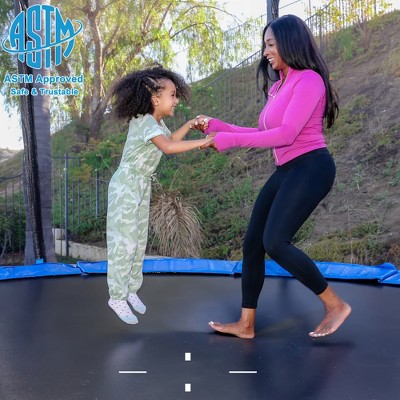 8-Foot Black Outdoor Trampoline with Safety Enclosure and Ladder