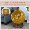 LOVMOR Handwoven Elevated Cat Bed with Soft Cushion&Cat Egg Chair Shape, Cat Basket Bed Kitty House w/ Stand, Raised Wicker Cat Bed for Indoor Cats - 4 of 4