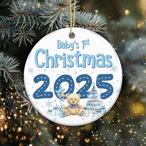 Lomsoe Baby First Christmas Ornament Christmas Ornament For Mom and Dad Family Ornament for First Time Parents Ceramic Xmas Tree Decor Christmas Gift - 1 of 4
